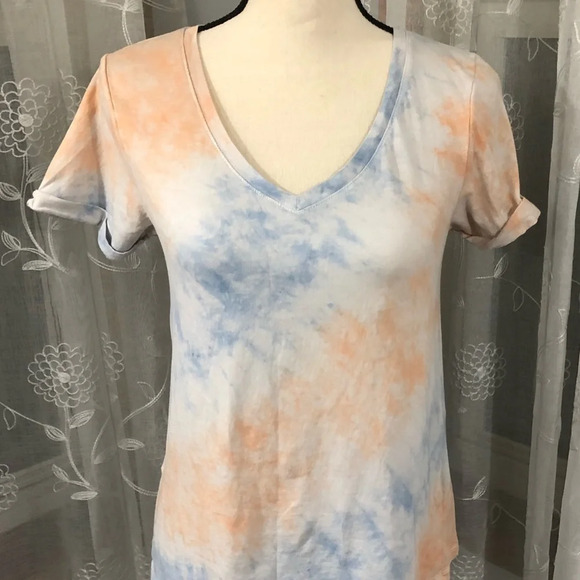 🎄 Splash  tie dye T-shirt orange/blue SZ L - Picture 2 of 7